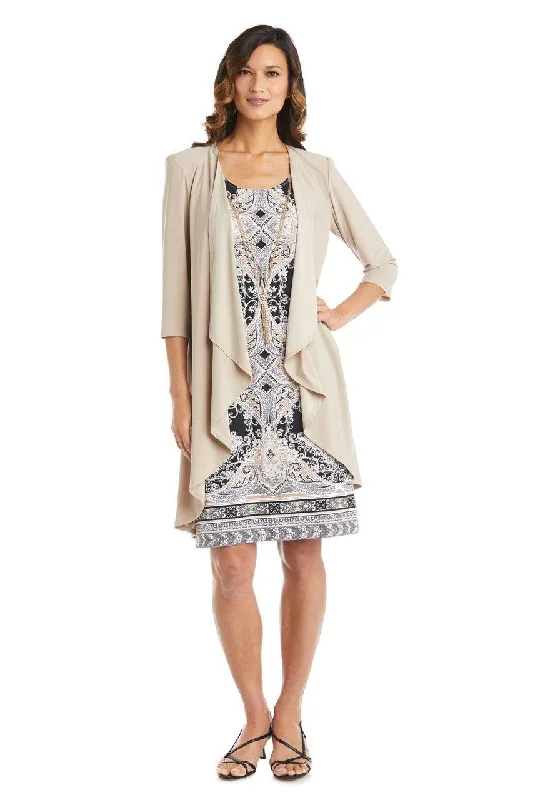 R&M Richards 7667 Short Two Piece Print Jacket Dress Stand-Up Collar Roll-Neck Collar Turtle Neck R&M Richards 7667 Short Two Piece Print Jacket Dress Stand-Up Collar Roll-Neck Collar Turtle Neck