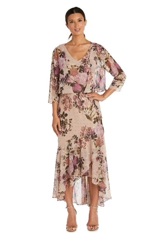 R&M Richards 7633 Two Piece High Low Jacket Dress A-Line Jacket Boat Neck Shawl Collar R&M Richards 7633 Two Piece High Low Jacket Dress A-Line Jacket Boat Neck Shawl Collar
