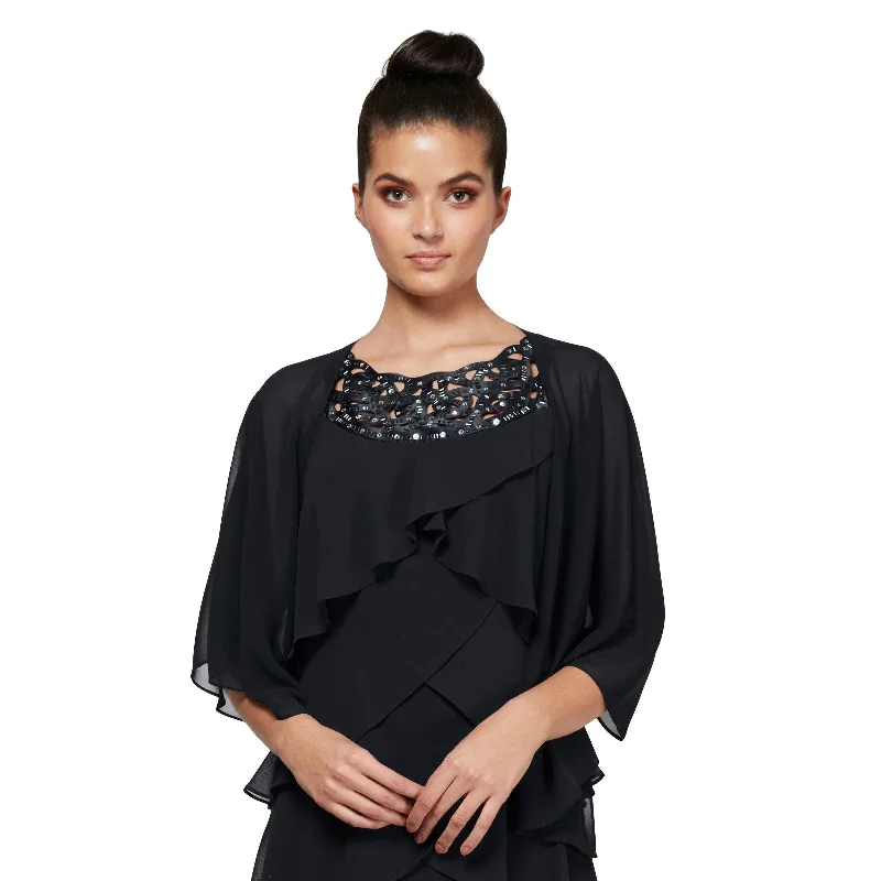SL Fashions 119145 Shrug Chiffon Bolero Jacket Notch Collar Peter Pan Collar Cowl Neck SL Fashions 119145 Shrug Chiffon Bolero Jacket Notch Collar Peter Pan Collar Cowl Neck