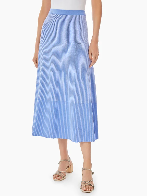 Multi-Stripe Soft Knit Midi Skirt linen skirt natural